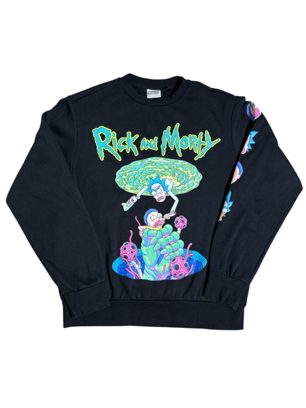 Rick and Morty Portal Pitfall Long Sleeve Crew Neck Sweatshirt Size Small